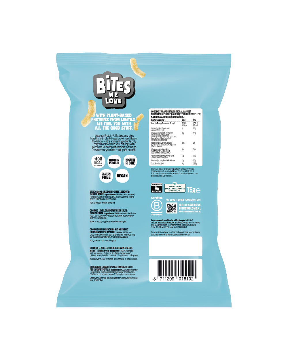 Protein Puffs Salt & Pepper 6*75g