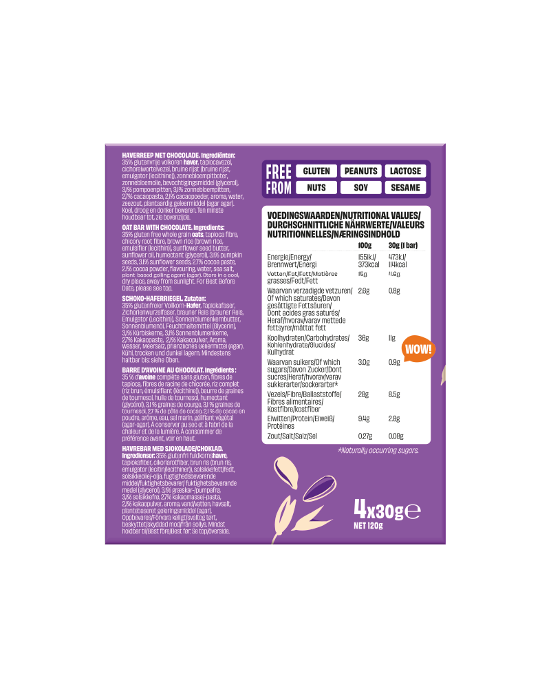 Chewy Oat Bar Chocolate 4*30g