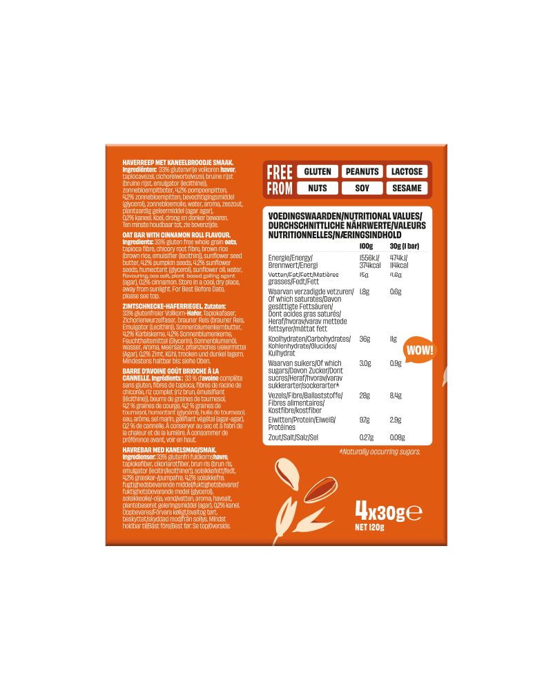 Chewy Oat Bar Cinnamon Roll 4*30g